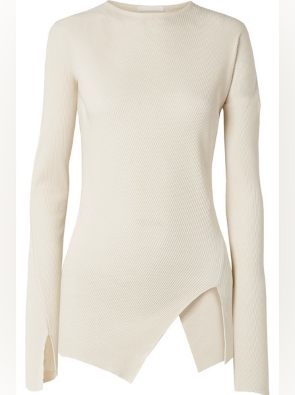 helmut lang asymmetrical ribbed top cream sz S